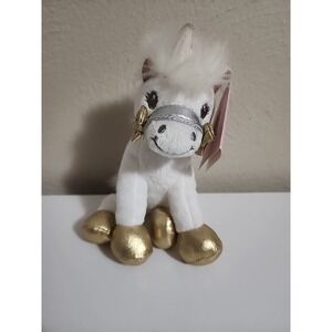Claire's Club Unicorn‎ Plush Gold White Stuffed Animal 7" Animal Adventure 2017